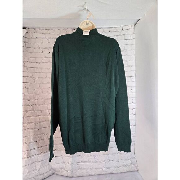 Club Room Mens Size Large Pine Grove Green Button Mock Sweater - Picture 2 of 5